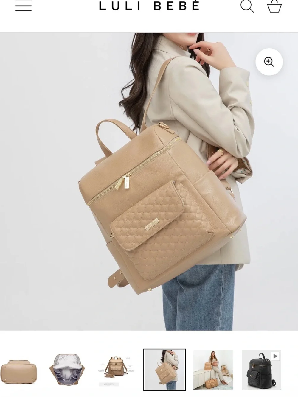 Luli Bebé Quilted Front Pocket Baby Backpack - Beige